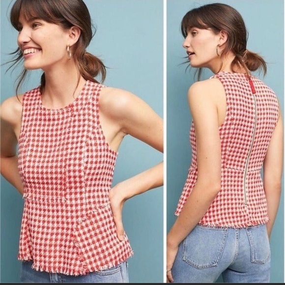 Anthropologie Tops - NWT MAEVE by Anthropologie Red/White Peplum Top